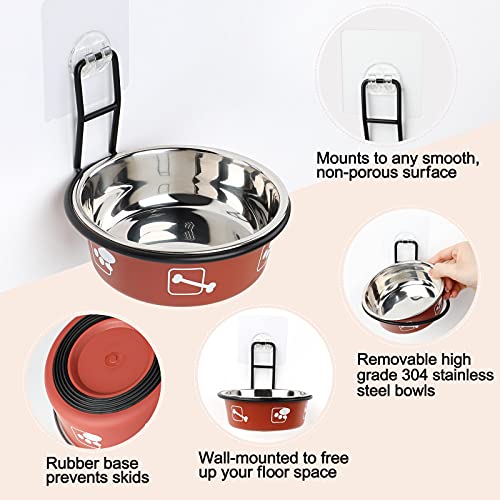 Torlam Elevated Cat Bowls, Wall Mounted Cat Food Dish, Raised Cat Food and Water Bowls, Stainless Steel Elevated Pet… - Image 2