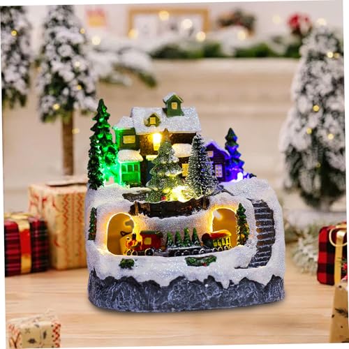 Village de Noël éclairé LED avec train miniature musical