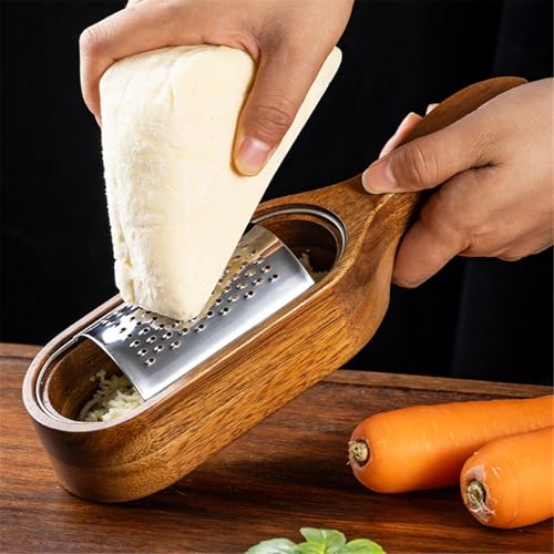 Rallador de queso de acero inoxidable con caja de madera miniatura 4
