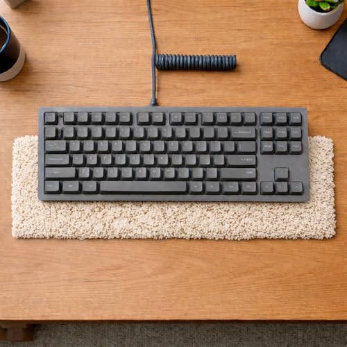 Image of Soft Plush Keyboard Carpet Wrist Rest Pad - Fluffy Ergonomic Wrist Support & Desk Nap Pillow for Computer, Laptop, Office Work & Gaming - Fuzzy Shag Desk Rug Cushion (45 x 15 cm) - Ivory