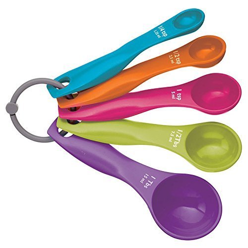 Creatif Ventures 5 Pieces Multicolor Cooking Baking Measuring Spoons with Teaspoons, Tablespoons