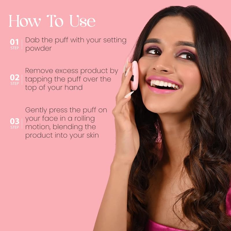 Milagro Beauty Powder Puff Soft Cotton, Makeup Applicator for Loose Powder & Foundation, Washable & Reusable, Perfect for Smooth Flawless Blending Under Eyes (Pink) 2