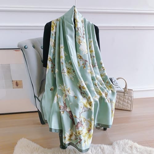 Image of MALINA Women's Polyester Silk Satin Stole Scarf - Soft Lightweight Fashion Wrap, Elegant Floral & Gradient Design, summer stole,Scarf For Women,Premium Stole,Large Size 180x90 cm'
