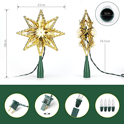 Luces de árbol de Navidad de doble cara con 8 puntos brillantes e iluminación interior de 120 V 8