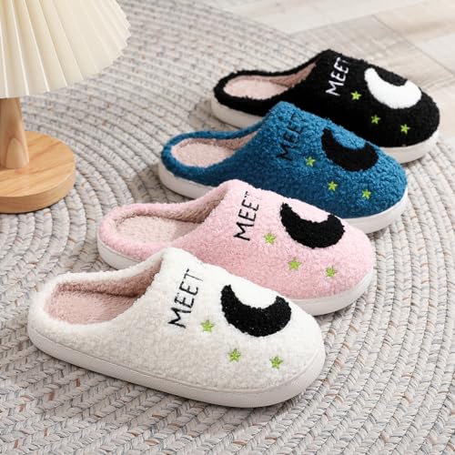 Snugeasy Meet Me At Midnight Slippers for Womens Mens Fuzzy Warm Soft Comfort Cute House Slippers Indoor Outdoor Winter Slippers, Pink, 5.5-6 Women/4.5-5 Men4