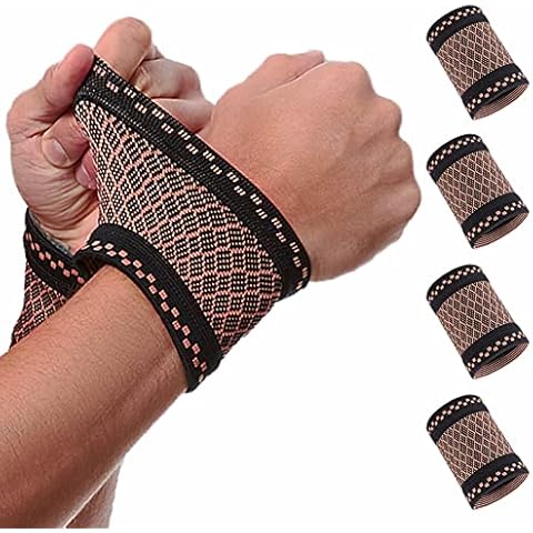 Copper Wrist Compression Sleeves (4Pcs), Compression Wrist Brace Wrist Support for Improved Circulation, Recovery, Elastic Wrist Bands for Men and Women Sport, Tendonitis, Arthritis, Carpal Tunnel-S Cover