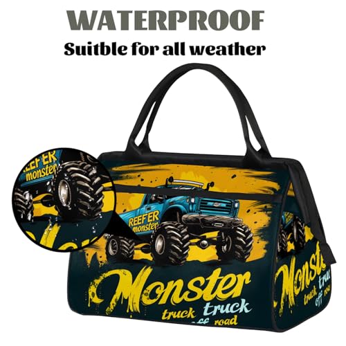 Overnight Weekender Bag for Women Men Blue Truck Art Waterproof Carry On Travel Duffel Bags with Zipper Lightweight Sports Gym Bag Luggage Workout Handle Bags for Traveling Yoga Camping3