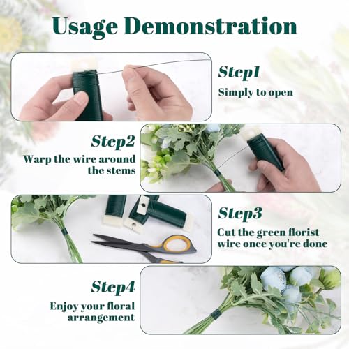 aisoso 4 pack floral wire 131 yards paddle wire 22 gauge florist wire green for wreath wire making craft floral flower arrangements and diy crafts garland