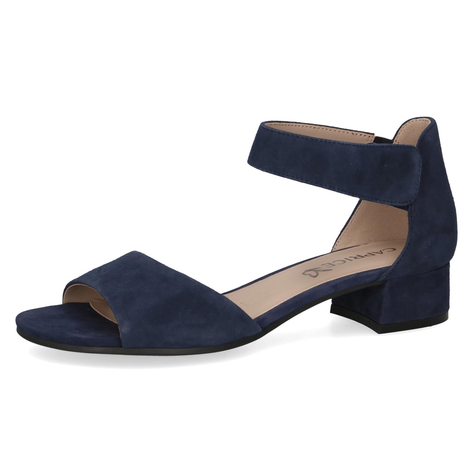 CAPRICE Women Sandals with Heel Leather Straps, Blue (Ocean Suede), 3.5 UK