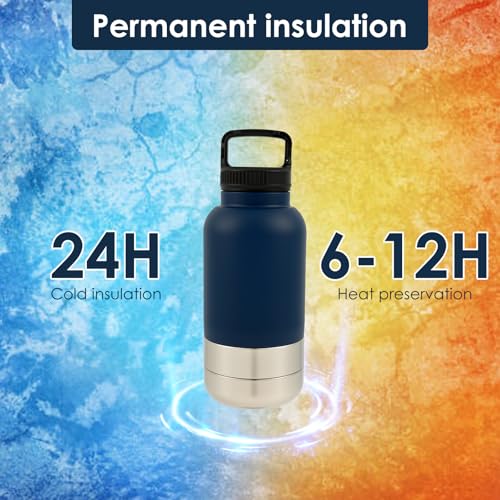 3 in 1 Trinkflasche Hunde für Unterwegs 900ml Isolierte Hundewasserflasche to go Edelstahl mit Wassernapf Futternapf BPA-Frei für Reisen Spaziergänge Outdoor-Aktivitäten