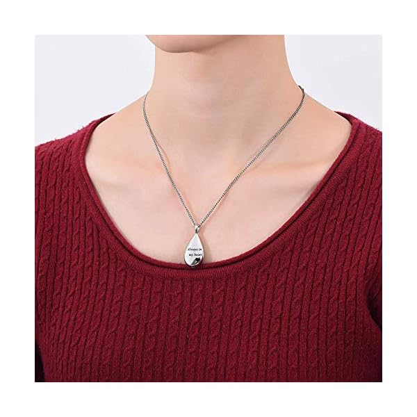 Yinplsmemory-Carved-Teardrop-Keepsake-Ashes-Necklace-Urn-Pendant-Cremation-Memorial-Jewelry Carved Teardrop Keepsake Ashes Necklace Urn Pendant Cremation Memorial Jewelry Always in my heart
