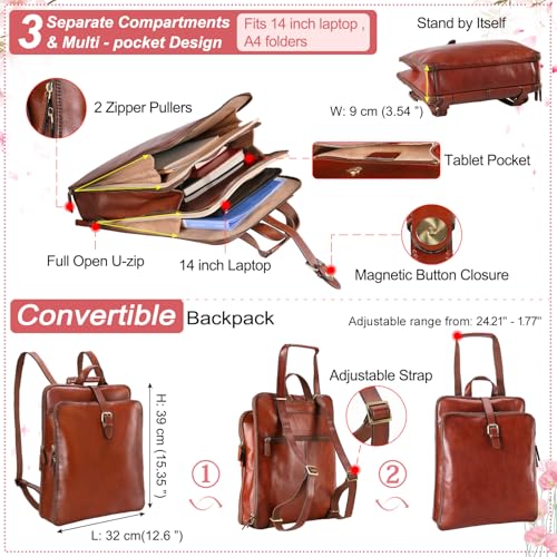 Banuce Convertible Leather Backpack Women