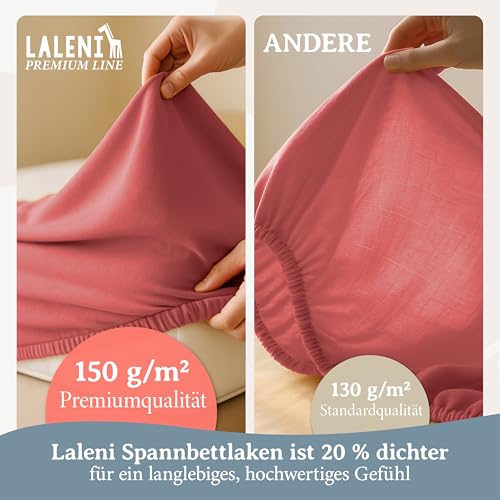 Laleni Premium Spannbettlaken, 40x90cm, für Babybett & Kinderbett, 100% Baumwolle, Oeko-TEX Zertifiziert, 2er Set, Koralle – Ansicht 4