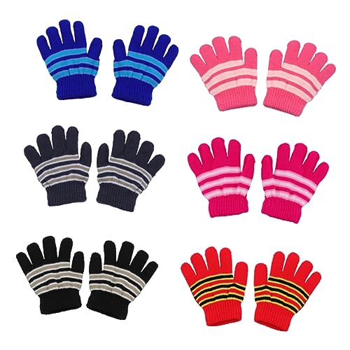 6pairs Boy Girl's Knitted Warm Mittens Boys and Girls Gloves for Winter Touch Winter Mittens