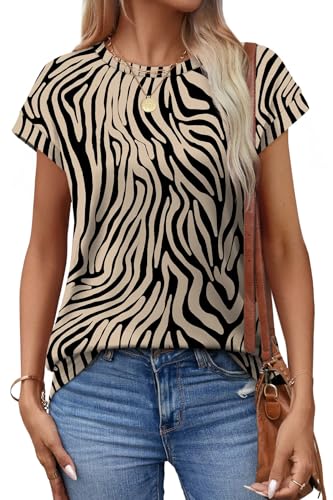 Image of Alaroo Womens Summer Tops Short Sleeve Shirts Crew Neck Cute Trendy Tunic Blouses (S-3XL)