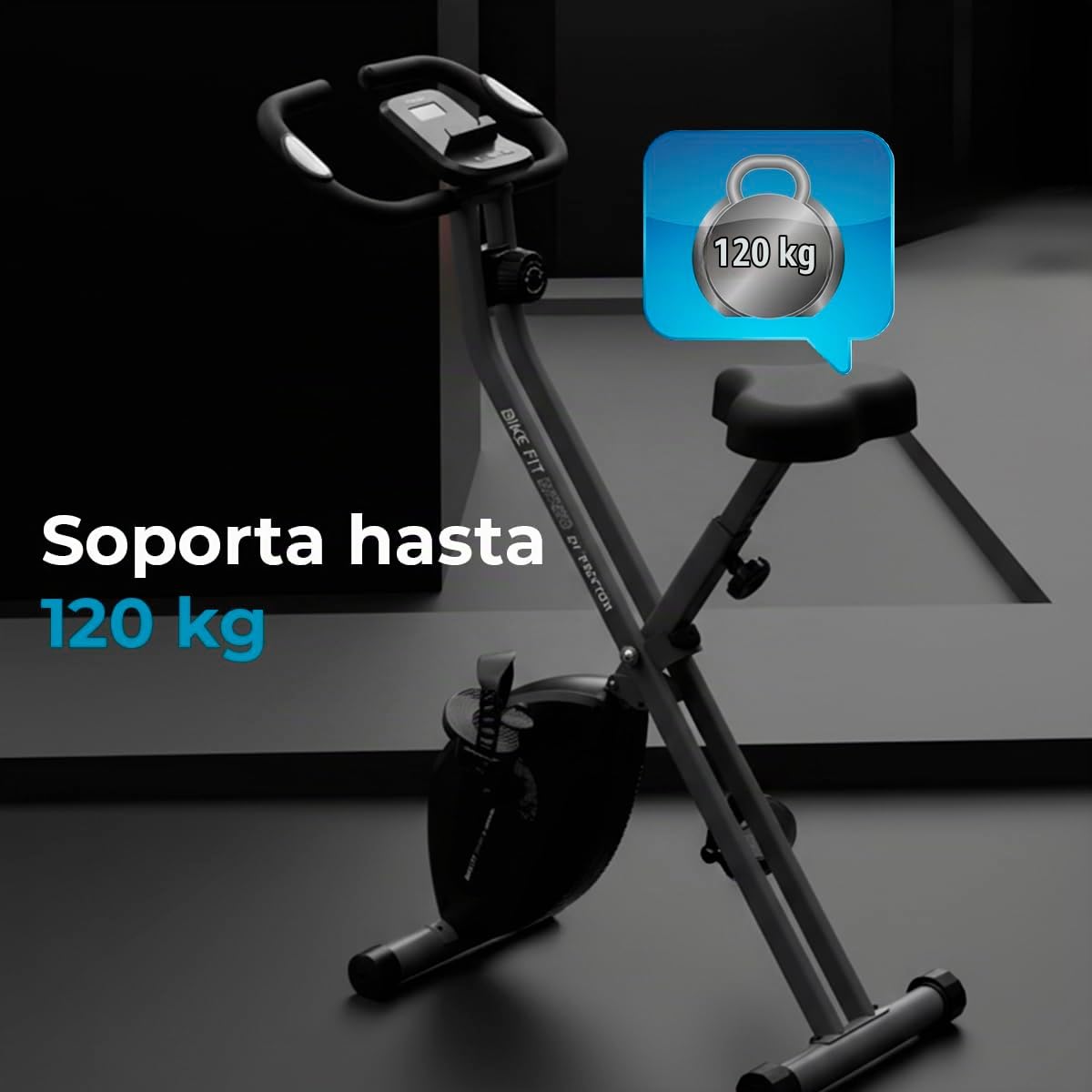 PRIXTON Bicicleta Estática Plegable Bike Fit BF150, Bicicleta de ejercicio Fitness, Resistencia magnética 1,5kg, Pulsómetro, 8 niveles, Ruedas de transporte, Manillar y Sillín Regulable, Soporte móvil
