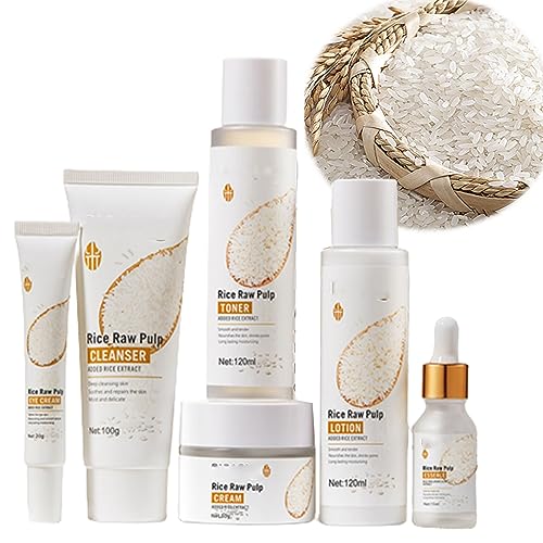 Rice Raw Pulp Rejuvenating Moisturizing Six-piece Suit, Crema De Arroz Para Blanquear La Piel, Crema Para Manchas De La Piel, Rice Serum For Face