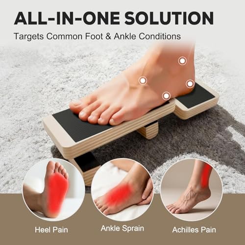 Single Leg Balance Board Wooden Foot Strengthener Trainer for Sprained Ankle and Achilles Tendon, Stability Training Plantar Fasciitis Relief, Stronger Ankles & Better Balance in 10 Minutes Daily — view 3