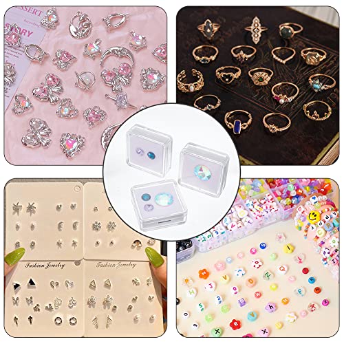 Nbeads 12 Pcs Gemstone Display Box, 1.6X1.6X0.6 Transparent Acrylic Square Jewelry Display Container Diamond Storage Box With Clear Top Lids And White Sponge For Bare Stone Naked Diamond thumb #5