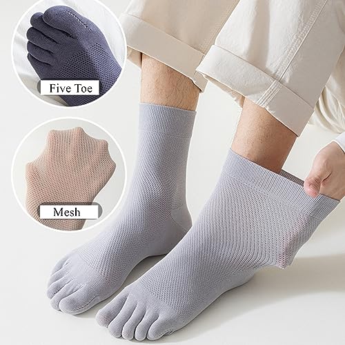Yizelli 3 Pairs Cotton Toe Socks for Men Five Finger Athletic Mid Crew Socks for Spring Summer3