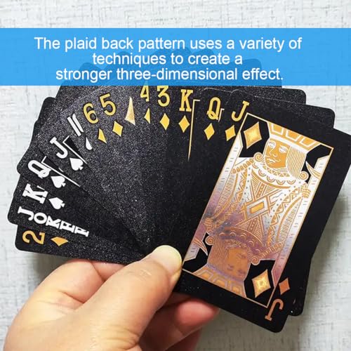 1 Pcs Plastikspielkarten, Kartenspiele, wasserfeste Spielkarten, Geschenk Partyspiel Spielkarten (Schwarzes vergoldetes Quadratmodell) – Bild 6