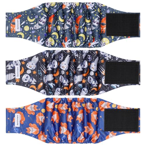 Image of 3 Pack Dog Diapers Male Reusable, High Absorbing Washable Dog Wraps, Male Dog Belly Band for Dogs with Incontinence or Frequent Urination(Large, Fox)
