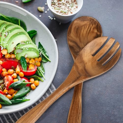 Salad Tongs, Wooden Spoons, Salad Tongs for Serving, 10-inch Serving Utensils Set Salad Servers Set Kitchen Cooking Utensil - Image 6