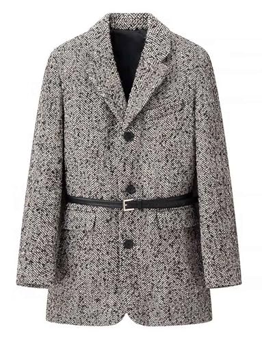 Manteau en tweed femme premium blazer boutonné à chevrons chic