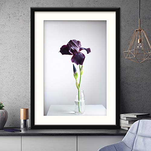 H5print Framed Canvas Wall Art Purple Flower Portraiture VII Colorful Floral Multicolor Photography Portrait Romantics Artwork Black Frame - 23x31 inches