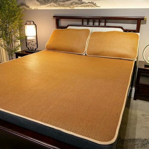 Protector de colchón de ratán de bambú refrescante, juego de ropa de cama de verano para camas individuales y dobles, funda transpirable y plegable para adultos, perfecto para personas que duermen con