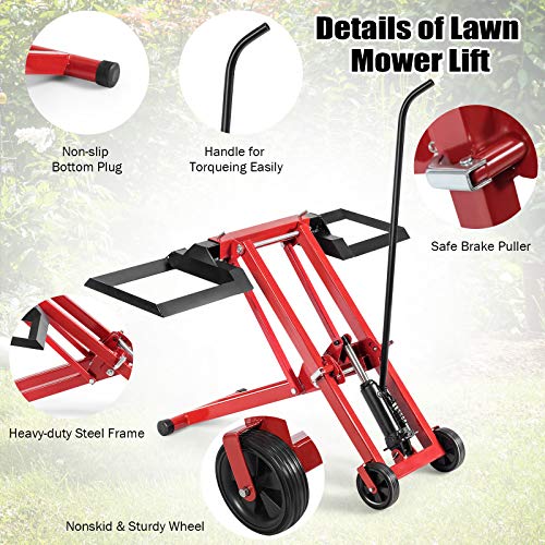 Goplus Lawn Mower Lift with Hydraulic Jack, 500-lb Capacity Easy Assembly Lift