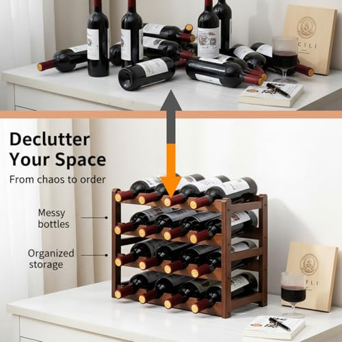 Wine Rack, 4 Tier 16 Bottles Wine Holder Free Standing, Wine Storage Holder, Bottles Holder, for Countertop, Home, Home Decorations, Bar, Shelves, Kitchen - Image 5