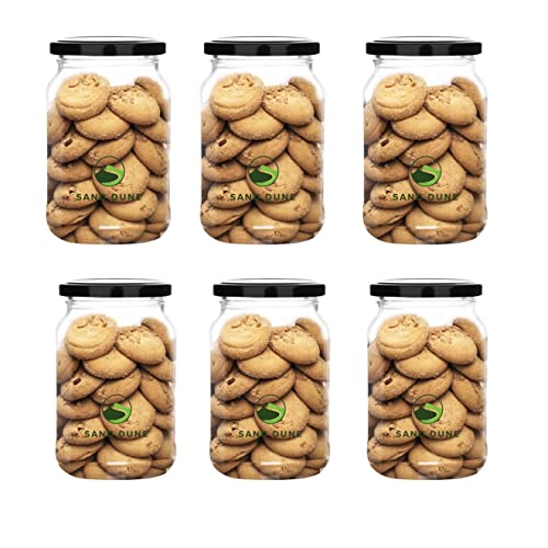 Image of SAND DUNE Storage Glass Jar Set, Transparent | BPA Free | Storage Jar Containers /Barni for Kitchen for Aachar Pickle, Dry Fruits and Spices (750 ml, Pack of 6)