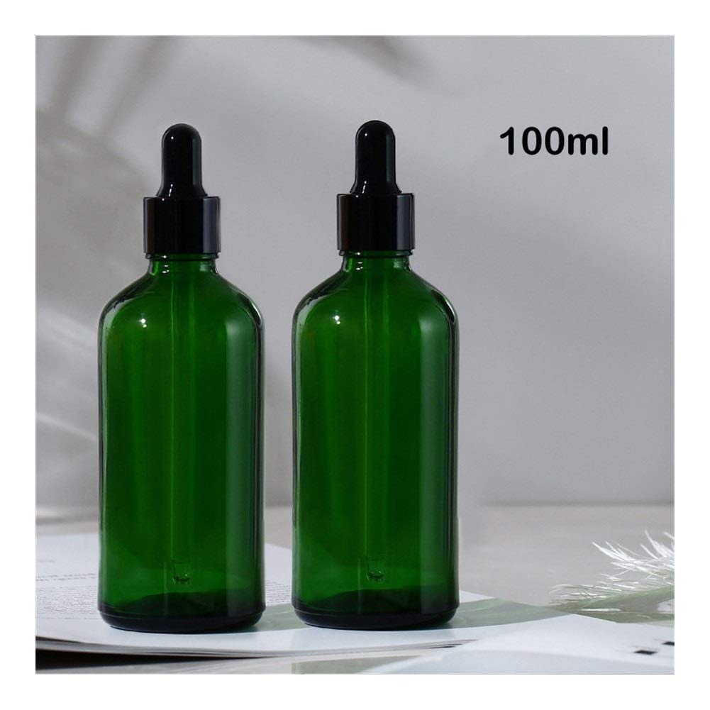 Casa de repuesto vacía MASCOTA Botellas 20pcs 5ml-100ml botellas vacías de vidrio ámbar cuentagotas esencial de aromaterapia verde gota del aceite de la botella de líquido reactivo Pipetear recargable