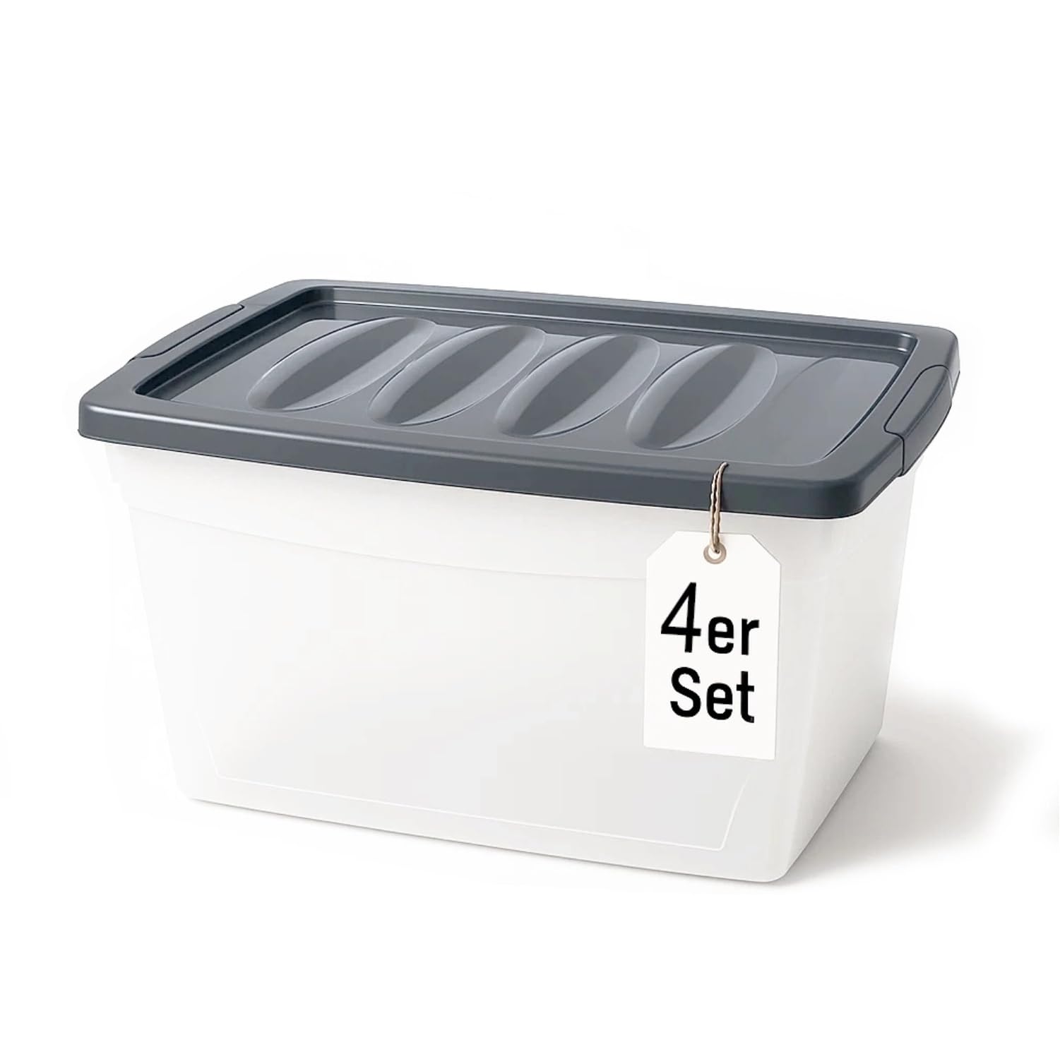 BigDean 4 boîtes de rangement de 60 l avec couvercle - Grande boîte en plastique avec couvercle