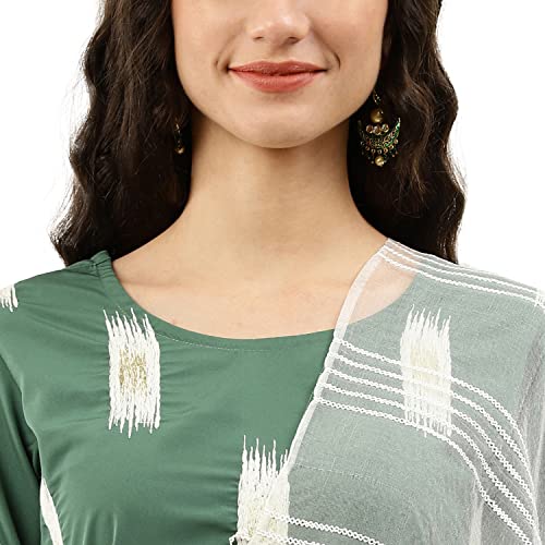 Image of NAINVISH Crepe Kurti Pant & Dupatta | Kurta Set for Women | Women Kurta Pant Dupatta Set | Kurta Pant with Dupatta Set | Printed Kurta Pant Dupatta Set