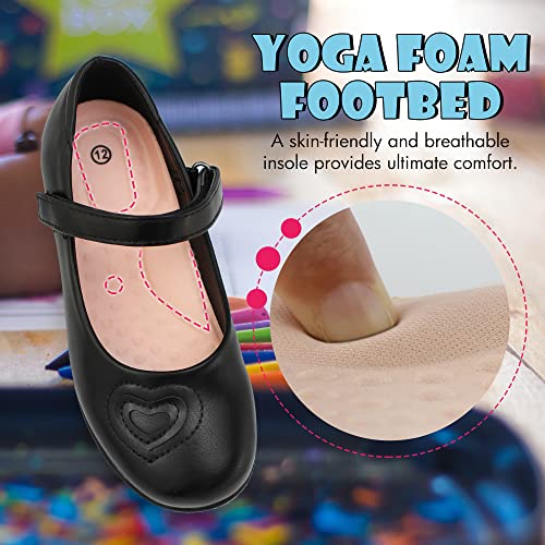Tobfis Girl's Lightweight School Uniform Shoes Mary Jane Flats Comfy Dress Shoes,Black Pu,1 M Us Little Kid #TOP4