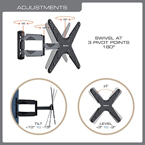 QualGear Qg-TM-A-012 Universal Ultra Slim Low Profile Articulating Wall Mount for 23-55 Inches LED TVs, Black [UL Listed] - Thumbnail 5