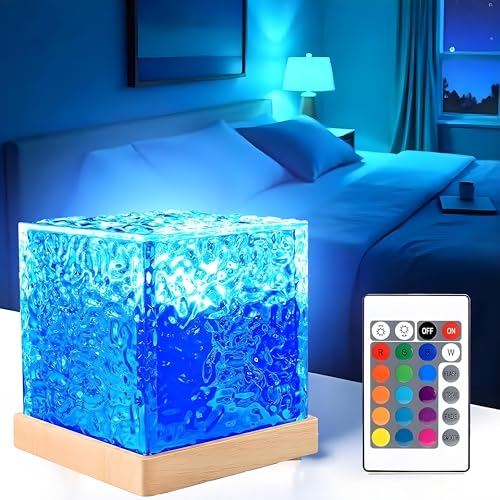 Image of Btag Water Ripple Night Light, Romantic Warm Ocean Wave Effect, Crystal Astronomy Night Table Lamp for Bedroom, LED Projection Lamp (Water Ripple)