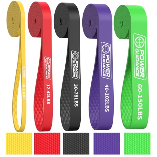 Image of POWER GUIDANCE Resistance Bands, Set of 5 Pull Up Bands, Pull Up Assistance Bands, Exercise Bands, Resistance Bands Set for Legs, Working Out