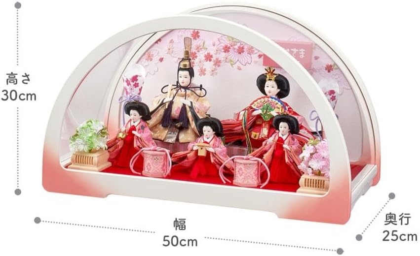 東京久月 雛人形 立親王ガラスケース飾り・間口約48×奥行約33