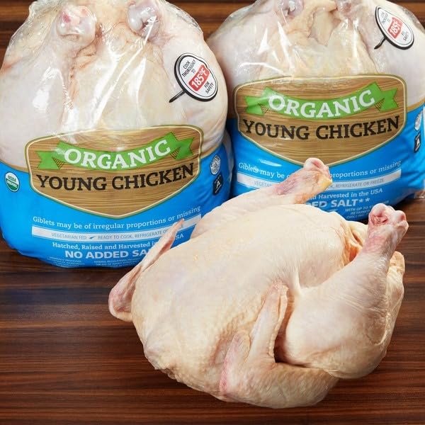 Organic Whole Chicken, This fresh, organic whole chickens with giblets is raised cage free, with no hormones or steroids added. [ 160 oz, 10 lb ]