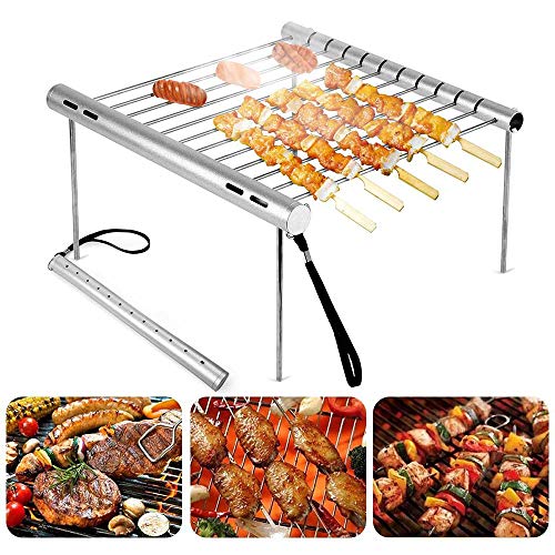 Holzkohlegrill, Tragbarer Klappgrill Standgrilll aus Edelstahl BBQ Grill Tischgrill Tisch Outdoor Rauch BBQ für Picknick Festivals Camping und