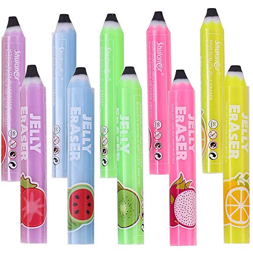 Shualner Pencil Erasers Novelty Rubbers Cute Fruit Jerry Pen Style Eraser for Kids or Students Pack of 10