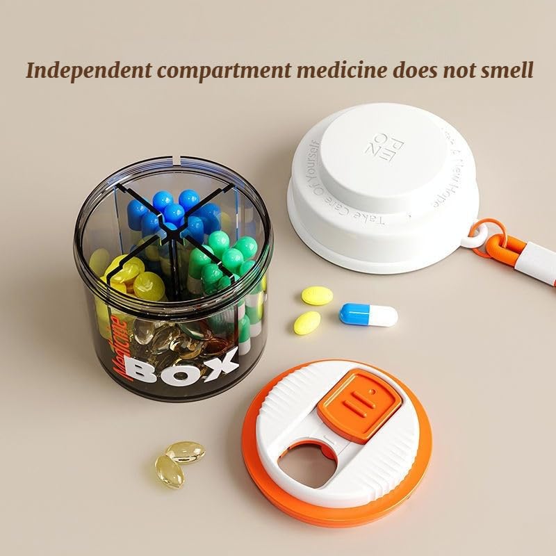 VIVITO Small Pill Box Organizer – 4 Compartment Mini Medicine Travel Case | BPA-Free Food Grade Storage for Tablets, Supplements & Pills | Airtight, Moisture-Proof, Lightweight & Portable Daily Pill Container (Multicolor, Pack of 2) 1