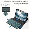 Keyboard Case for iPad 9.7 inch 2018 (6th Gen) / iPad 2017 (5th Gen) / iPad Air 2/1, 7 Color Backlit Detachable Bluetooth Color Keyboard Smart Folio Cover with Pencil Holder, Black
