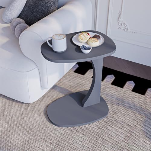 sugodesign Beistelltisch Couch mit Rollen, Kleiner Beistelltisch C-Form, Sofatisch in stylischem Anthrazit, Kleiner Couchtisch fürs Wohnzimmer, ideale Ablagefläche für Laptops, Tassen - Norma