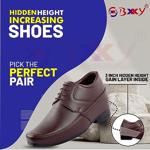 Image of BXXY Men's 2 inch Height Increasing Synthetic Material Formal Moccasion, Slip-On Shoes with Pu Sole.
