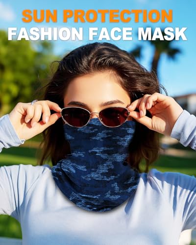 Lauzq 4Pack Neck Gaiter for Men Women Face Cover Mask Head Wrap Balaclava Headwear Bandana Headband Magic Scarf (A-Camo-1, one size)