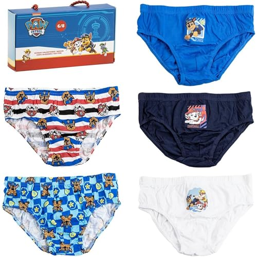 Pack de Caleçons Paw Patrol 5 Pièces 100% Coton Caleçons Confortables Produit Original